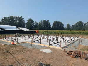 Office Building - All piles installed with pile caps welded on and cross-bracing welded in, as the engineering requires