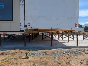 Office Building - Module underside resting on the pile-supported steel frames